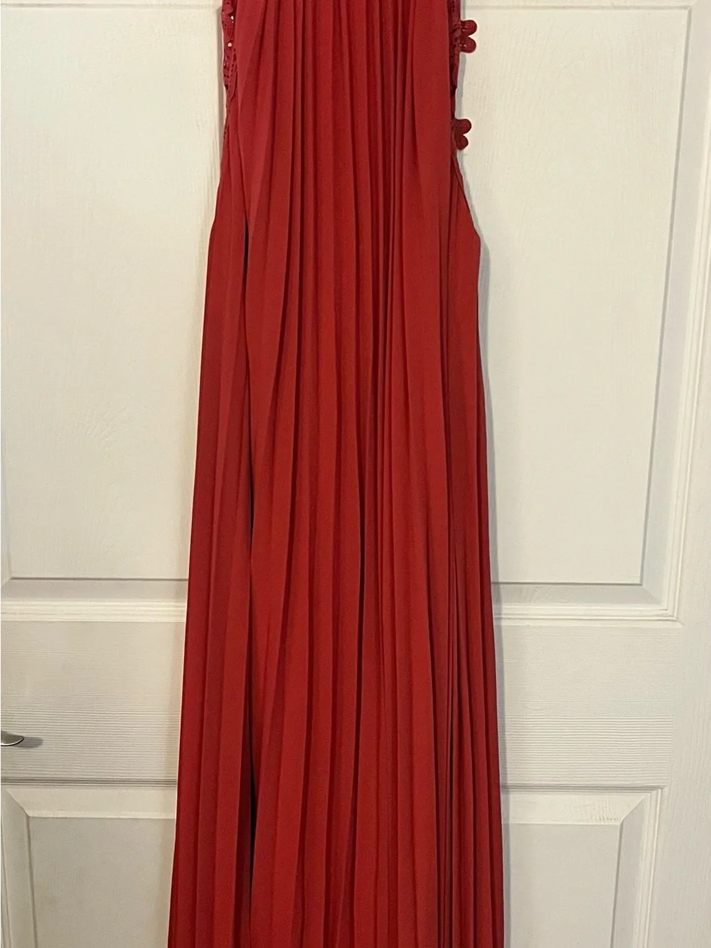 Lulu's Pleated Halter Maxi Dress in Terracotta - Picture 5 of 13